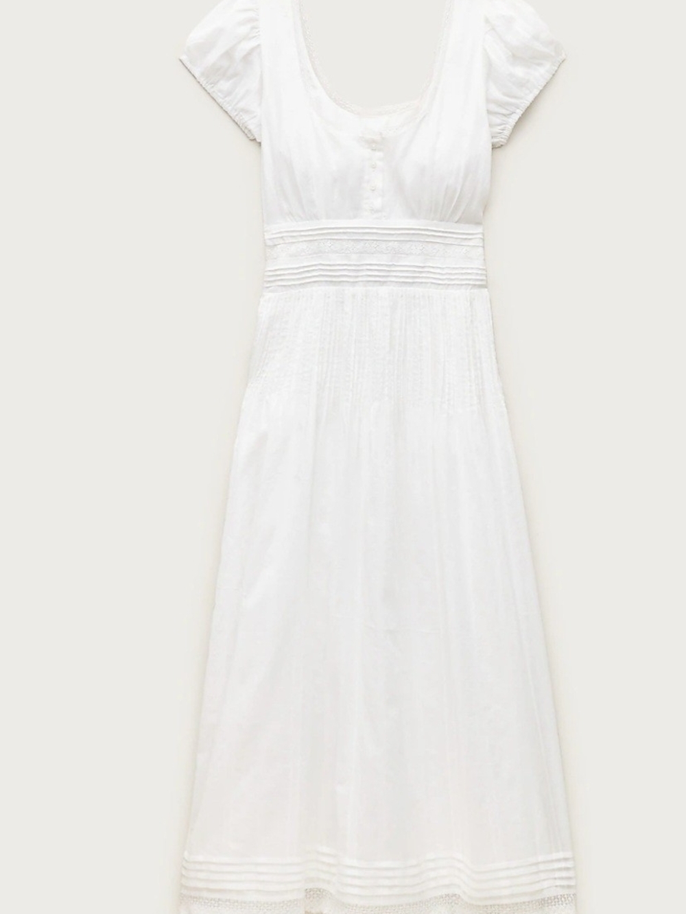 J. Crew White Cap-Sleeve Maxi Dress with Pintuck Detail